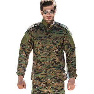 Men ACU Jungle Digital Suit  Outdoor Tactical Wear Resistant Stand Collar Rip-stop Uniform