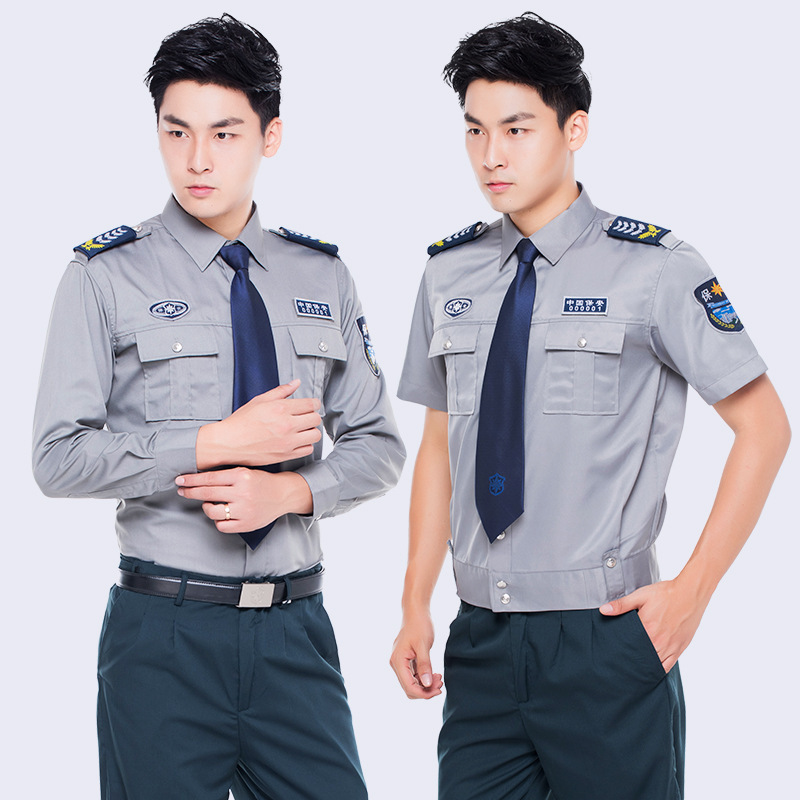 Uniform Security Guard men shirts security- short sleeves Outdoor Working Suits grey security guard shirts