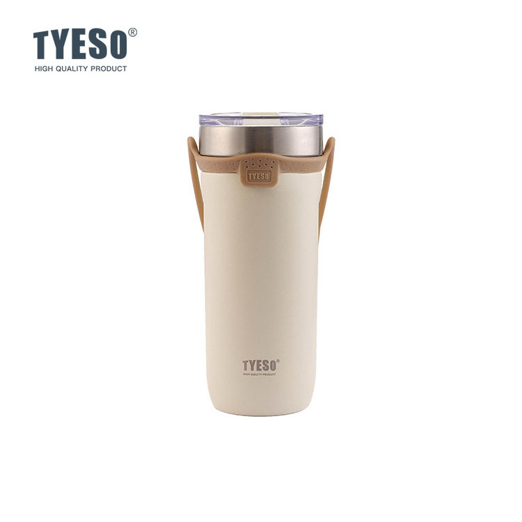 TYESO Wide Mouth Insulated Travel Mug Stainless Steel Water Coffee Cup With Silicone Cup Sleeve and Silicone pipette