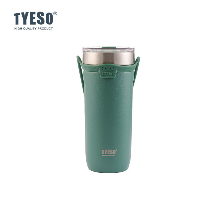 TYESO Wide Mouth Insulated Travel Mug Stainless Steel Water Coffee Cup With Silicone Cup Sleeve and Silicone pipette