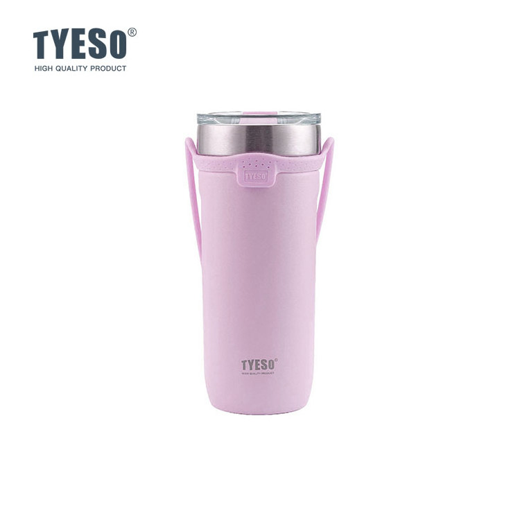 TYESO Wide Mouth Insulated Travel Mug Stainless Steel Water Coffee Cup With Silicone Cup Sleeve and Silicone pipette