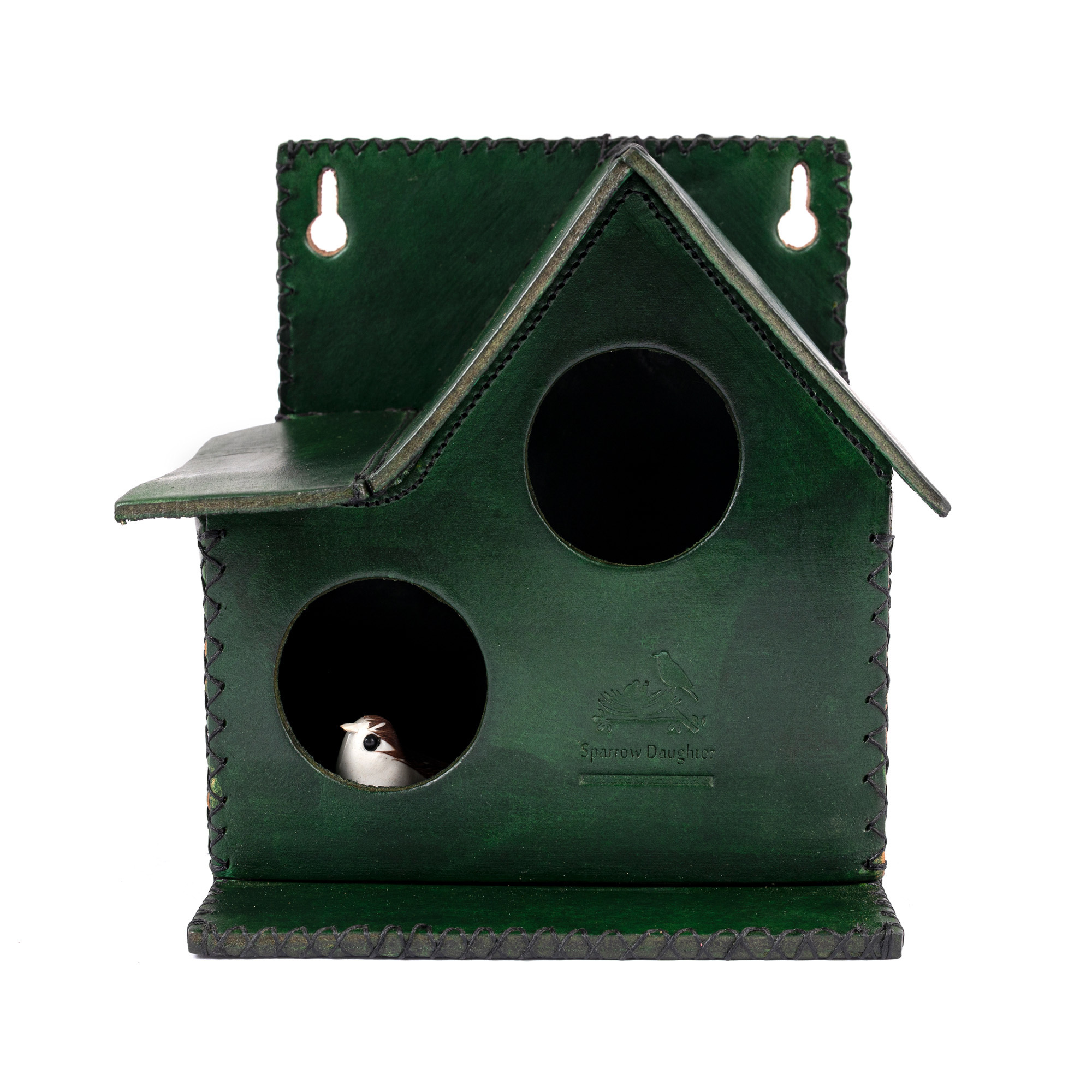 Leather Birdhouse with Multiple Entry and Exit Points, Colourful Nest Suitable for Sparrows House, Lovebirds, green