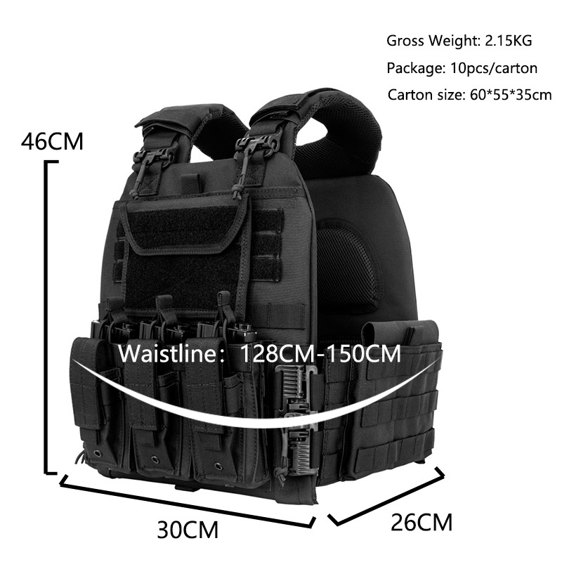 Tactical Assault Combat Vest Molle Armor Vest Quick Release Protective Vest Plate Carrier for men