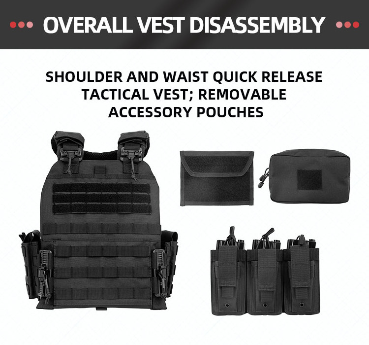 Tactical Assault Combat Vest Molle Armor Vest Quick Release Protective Vest Plate Carrier for men