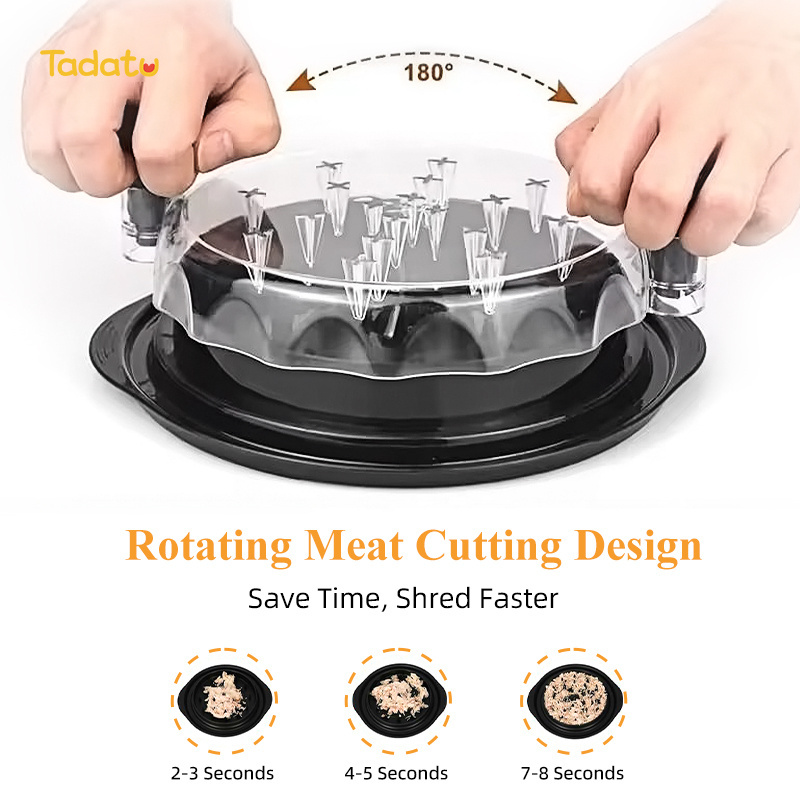 Round Plastic Manual Cooked Meat Shredder Pulled Pork Beef Bbq Twist Tool Non Slip Chicken Shredder For Kitchen