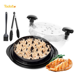 Transparent Chicken Breast Shredder Round Manual Meat Twist Tool Chicken Shredder with Brush and Tongs