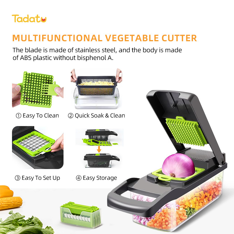 13 in 1 Vegetable Grater Potato Onion Dicer Mandoline Slicer Multifunctional Veggie Cutter Food Chopper with Container