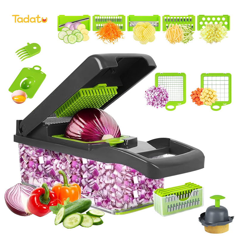 Kitchen 12 in 1 Food Veggie Onion Dicer Manual Mandoline Slicer Fruit Cutter Multifunctional Vegetable Chopper