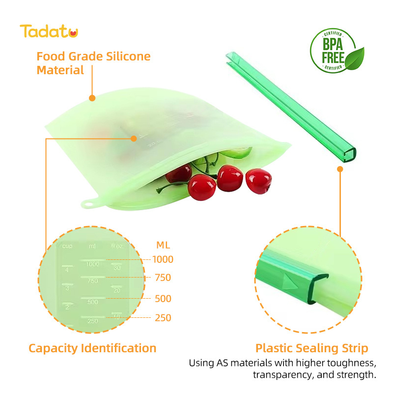 Bpa Free Leakproof Reusable Breast Milk Storage Bag Freshness Preservation Freezer Bag Silicone Food Storage Bag