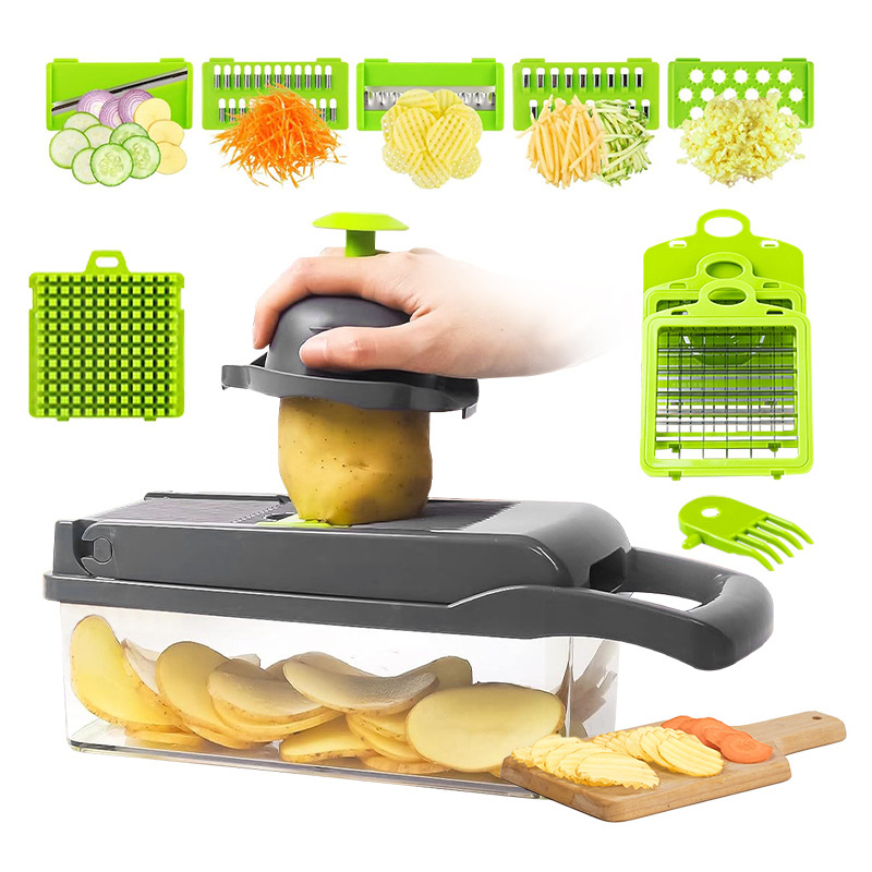 13 in 1 Hand Press Manual Kitchen Multifunctional Potato Veggie Grater Mandoline Fruit Slicer Onion Cutter Vegetable Chopper