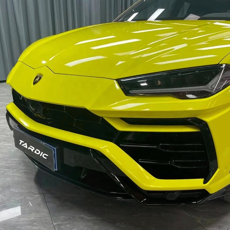 Tradic 1.52*18m Super Gloss Crystal Lemon Yellow Vehicle Vinyl Wrap Neon Yellow