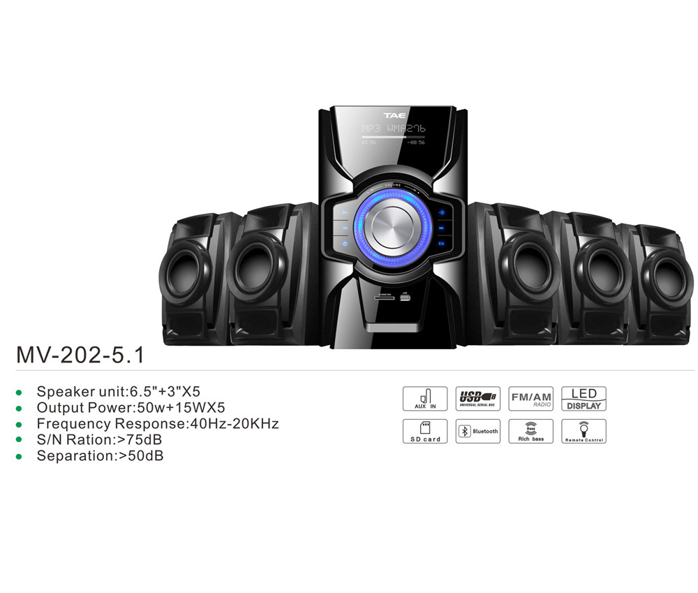 High quality TK-202-5.1 5.1Home Theater System Sound System 5.1  With BT/FM/USB/MP3/SD/remote control