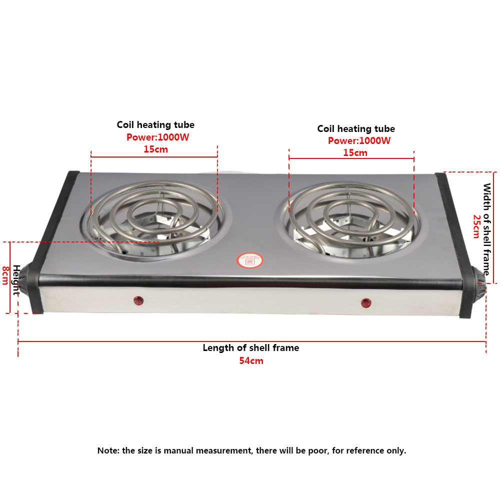 Portable electric hot plate cooker 2 burner cooking stove 2000W electric hot plate