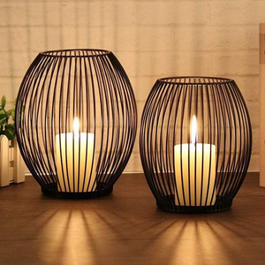 Modern Bulk Iron Meta Wire Lantern With T-Light black multi New Design Candle Holder Stand For Wedding Indoor Outdoor Home Decor