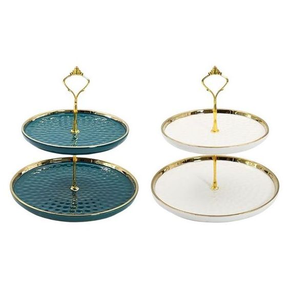 Ceramic Metal Round 2 tier Cake stand for Cake Cupcake & Dessert Stand Cupcake Display Stand Birthday Party Wedding Party