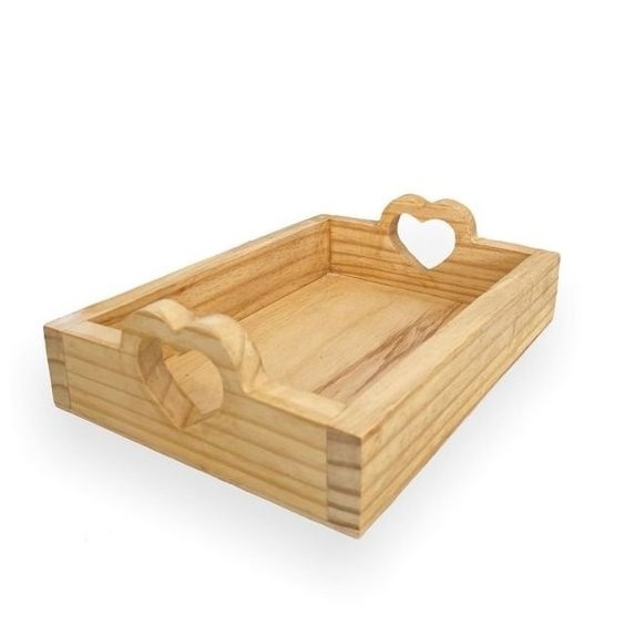 Wholesale Serving Tray With Heart shaped Handles Rectangular Tray Set Display Bamboo Tray For Home