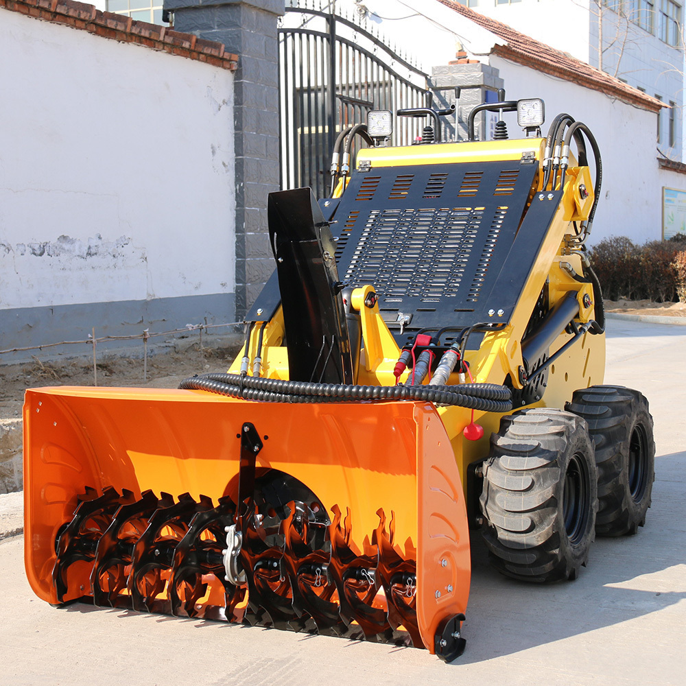 mini snow sweeper machine wheel loader with snow plow attachment