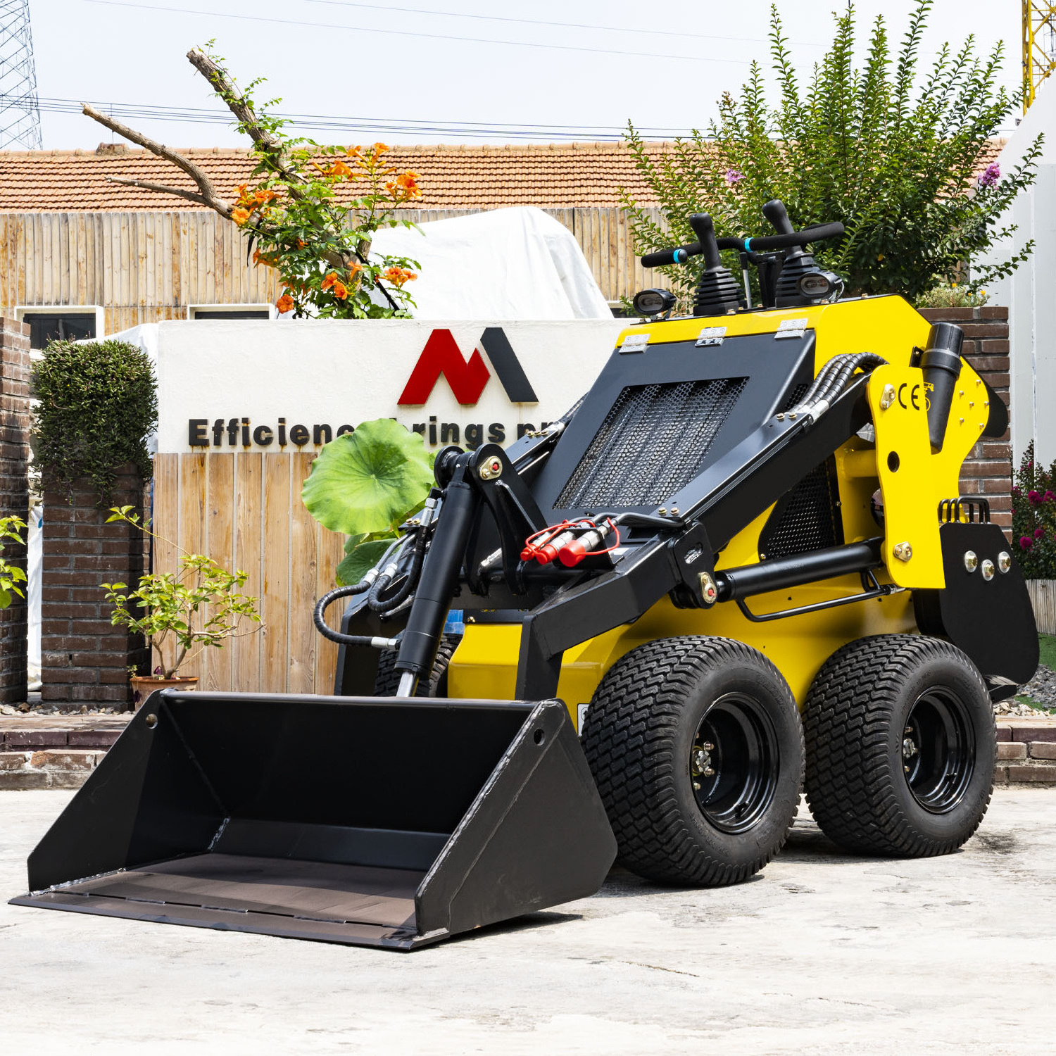 Cheap price EPA approved wheel type skid steer mini loader with mini skid steer attachments