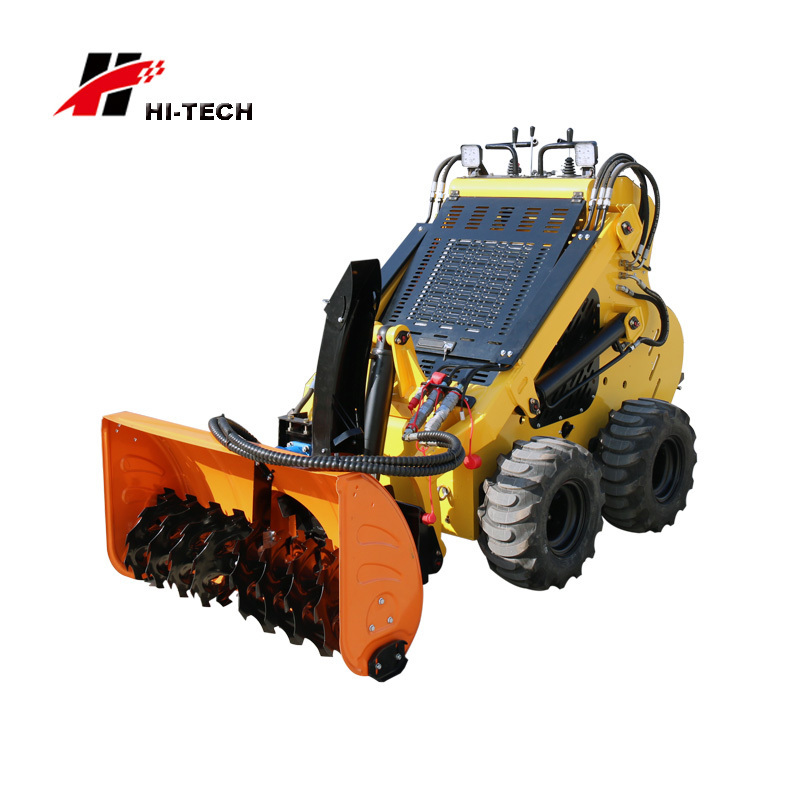 mini snow sweeper machine wheel loader with snow plow attachment