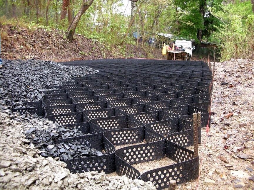 Geocell Ground Grid for Retaining Wall