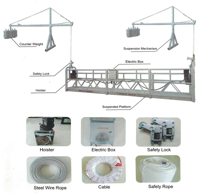 Electric Hoist Steel, Suspended Working Platform for Glass Cleaning and Curtain Wall Installation with CE Approved