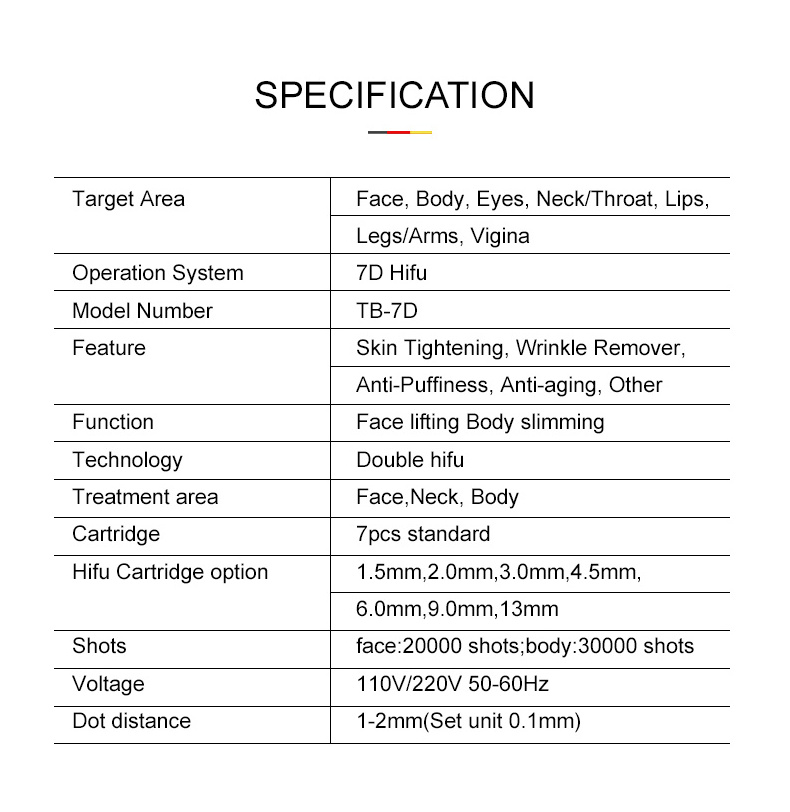 7D high intensity focused ultrasound hifu 9d facial y corporal ultherapie machine hifu face lifting