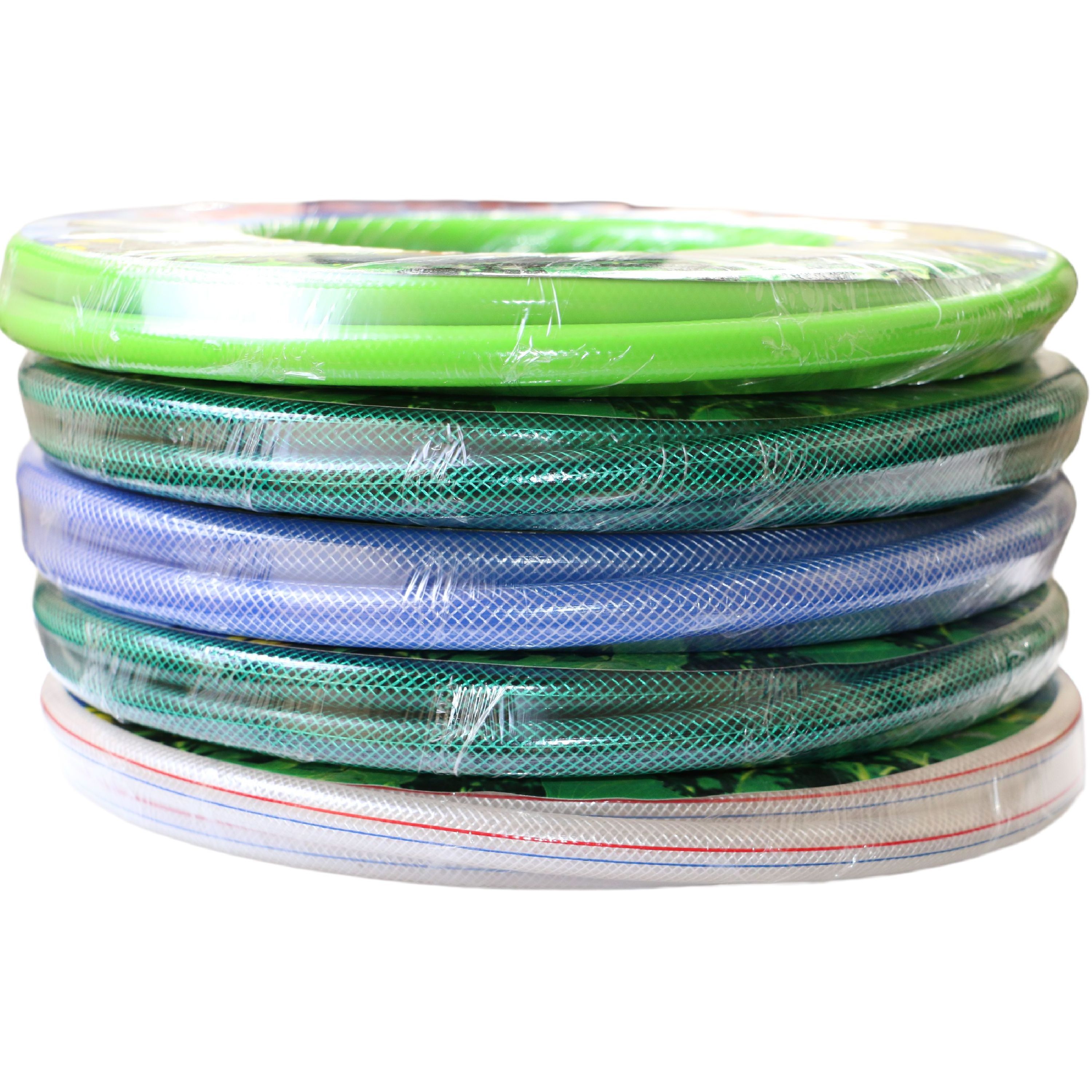 PVC Fiber Reinforced Garden Hose with Threaded Fittings Lightweight Flexible Hose for Home Gardening Irrigation Car Wash