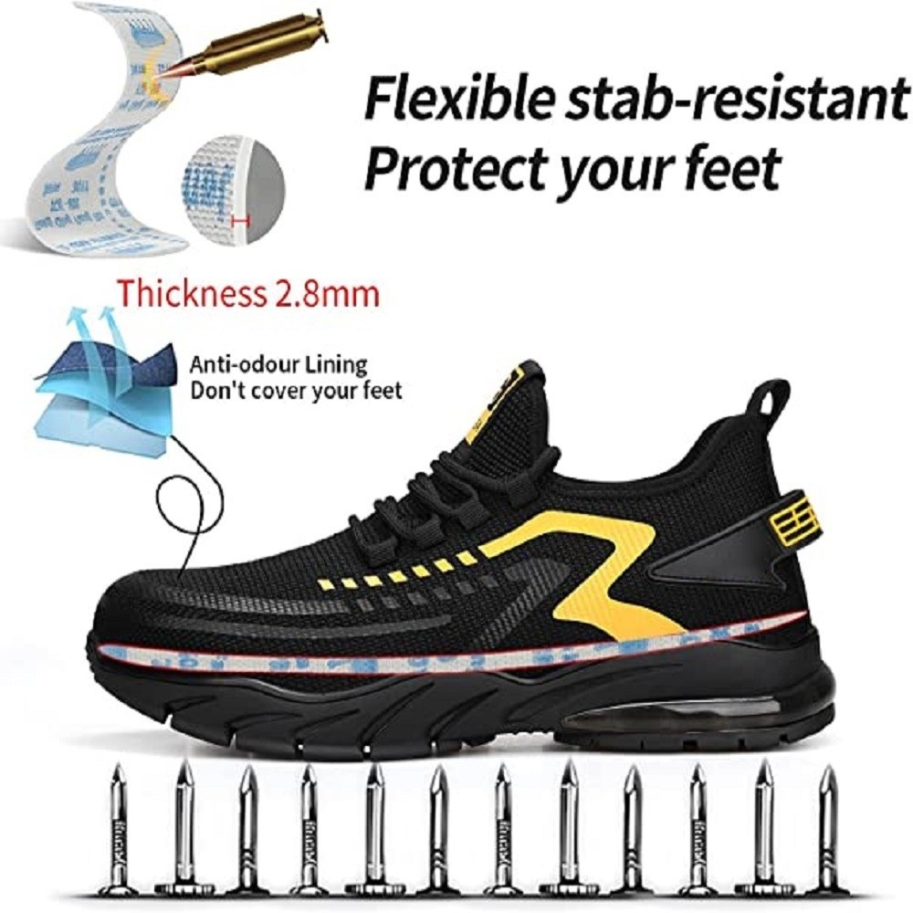 Breathable Slip-Resistant Indestructible Sneakers Industry Construction Safety Tennis Work Shoes Steel Toe Shoes for Men