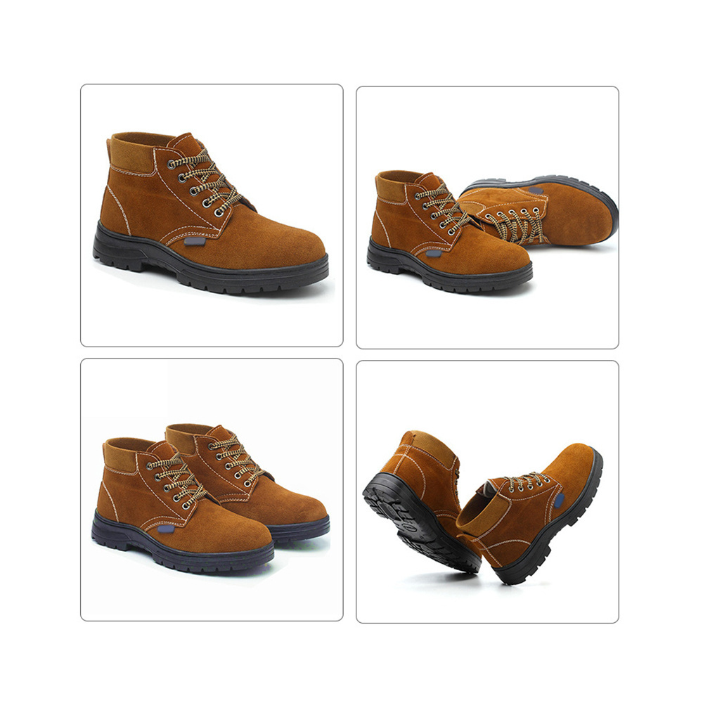 Anti Smashing Safety shoes steel toe wedge pull on work boots shoes for men