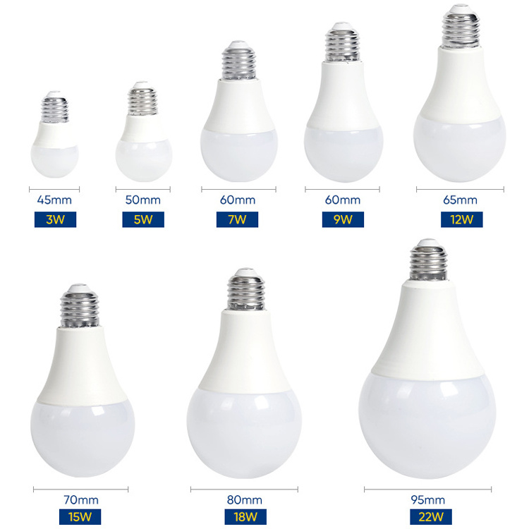 Customize Wattage Indoor Aluminum A Bulb Linear Solution 3 5 7 9 12 15 18 22 Watt E27 B22 Base Led Bulb