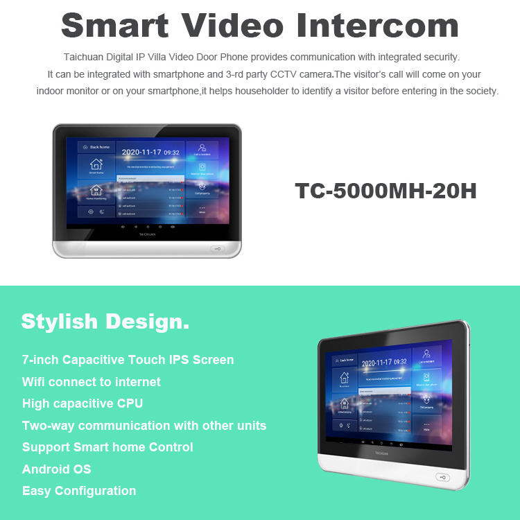 Multi apartment Tuya Villa Doorphone Ip Video Intercom With Wifi 4 Apartments Video Interphone Security Wifi Intercom System