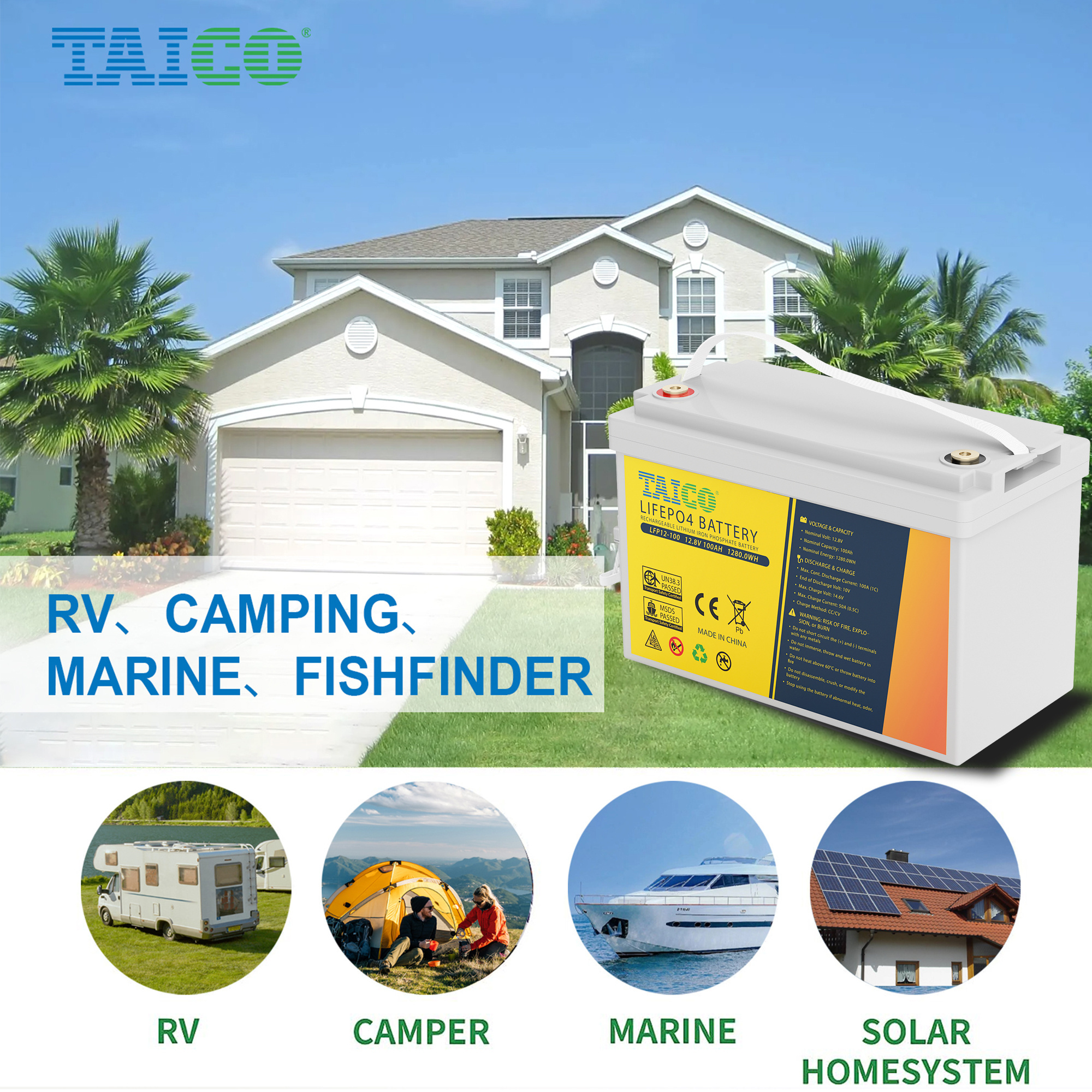 12V 24V Lithium 100Ah 200Ah Lifepo4 LFP Battery For Solar RV Caravan Marine Trolling