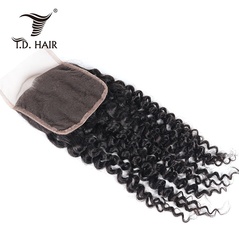 Best sale brazilian kinky curly closure human hair bundles with frontal silk 4*4 lace closure kinky curly bundles with closure