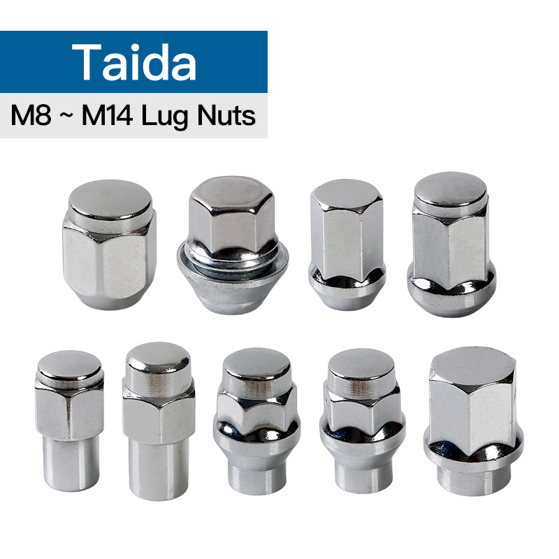 Custom Open End Conical Seat Forged Carbon Steel Alloy Metal Black Silver Titanium Automotive Car Wheel Hub Lug Nut Set