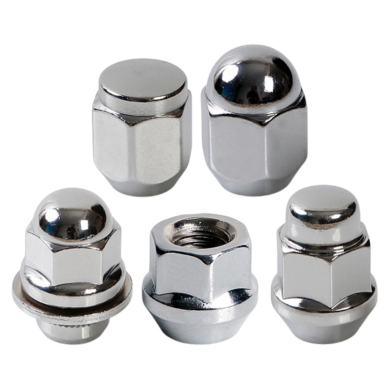 Custom Open End Conical Seat Forged Carbon Steel Alloy Metal Black Silver Titanium Automotive Car Wheel Hub Lug Nut Set