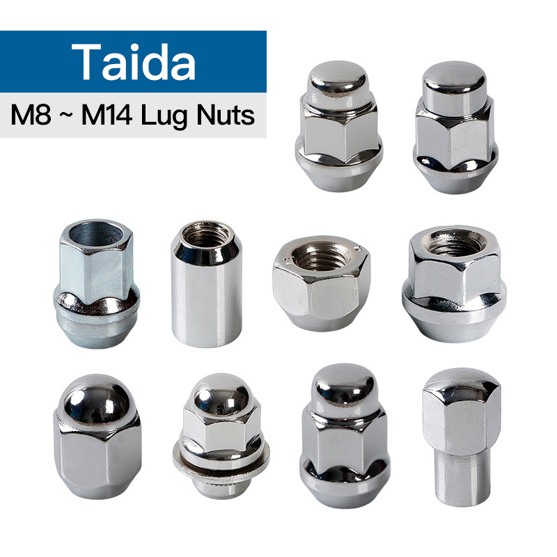 Custom Open End Conical Seat Forged Carbon Steel Alloy Metal Black Silver Titanium Automotive Car Wheel Hub Lug Nut Set