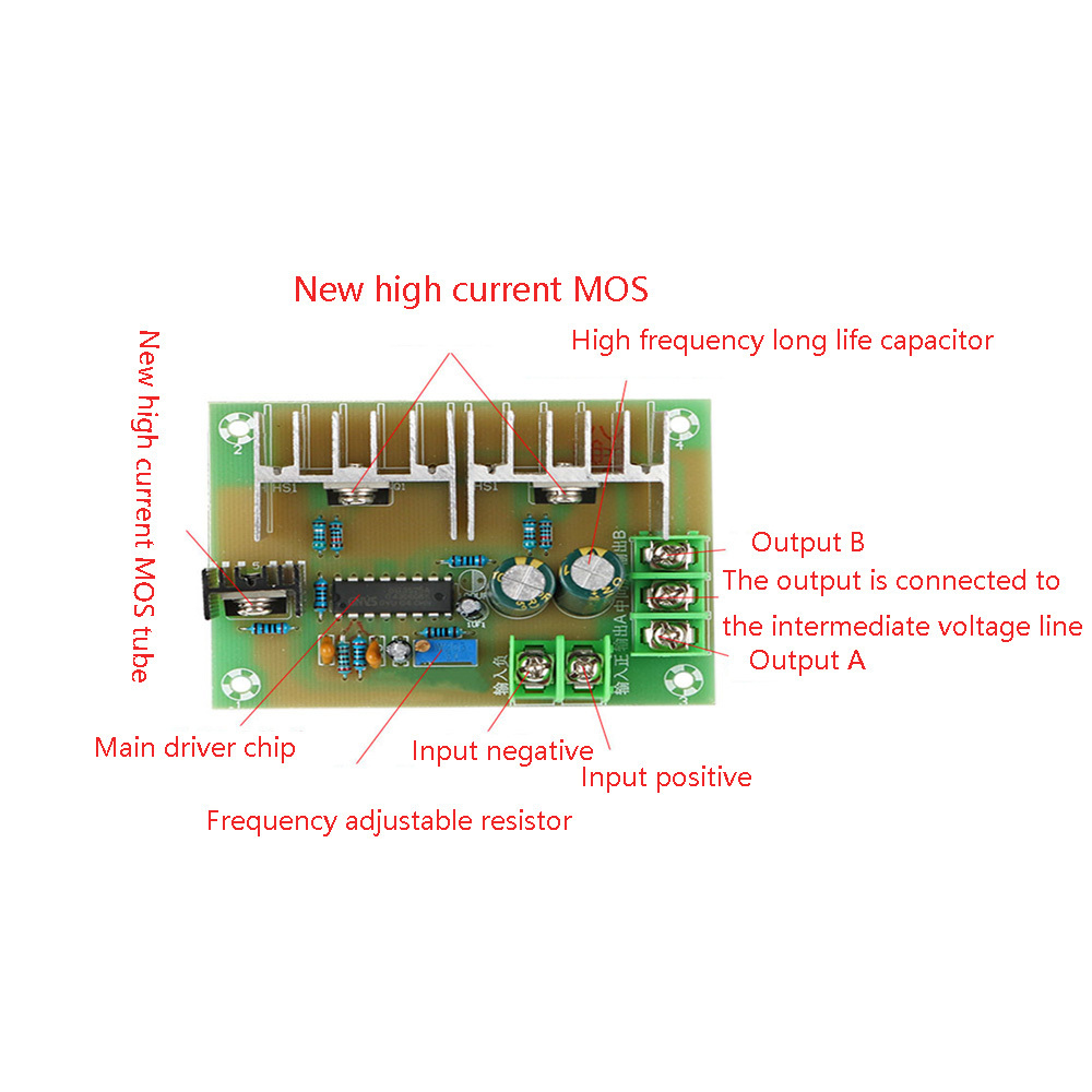 Taidacent Dual Voltage 12V 24V to 220V 300W Inverter DC to AC Power Transformer 50HZ Low Frequency Inverter Driver Board Module