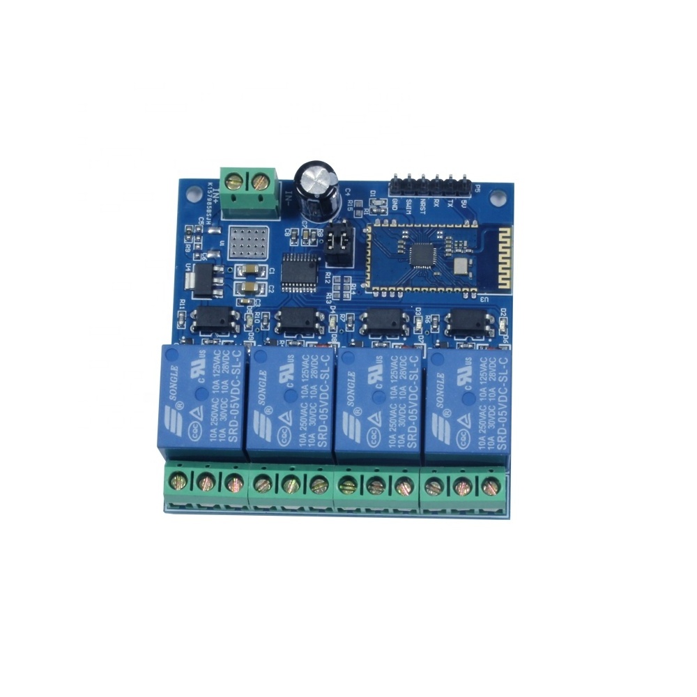 Taidacent 12v DC Relay Switch 4-way Smart Home BLE Control Relay Switch Android Mobile Control 12v BLE Relay Module