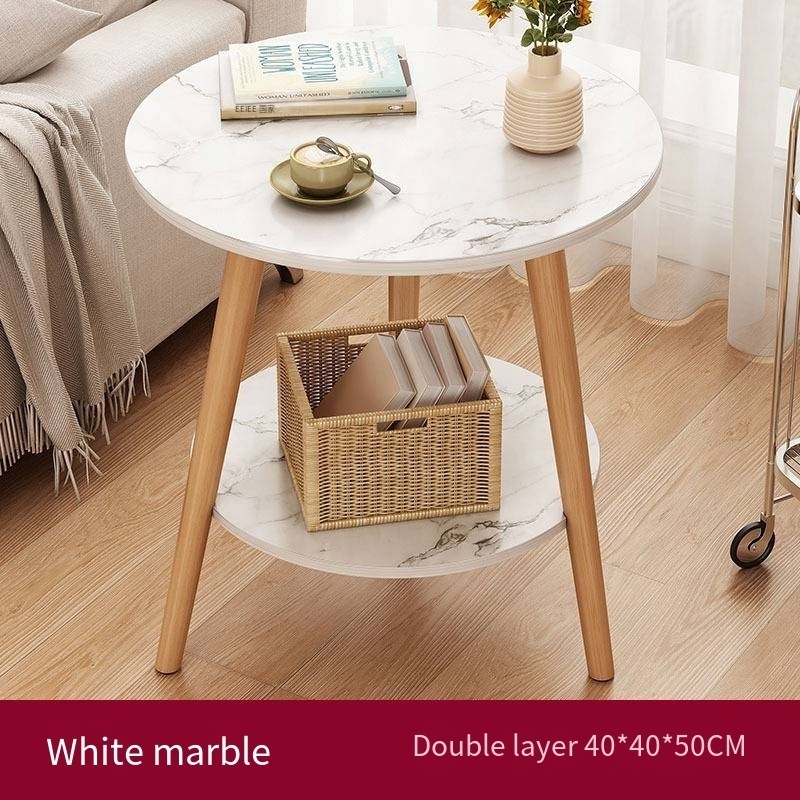 Small desk bedroom sit on the light luxury coffee table Simple small wooden table round table