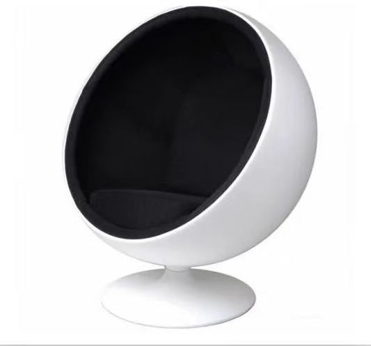 Ball chair White fiberglass mini lounge chair with ball footstool Ergonomic office ball chair