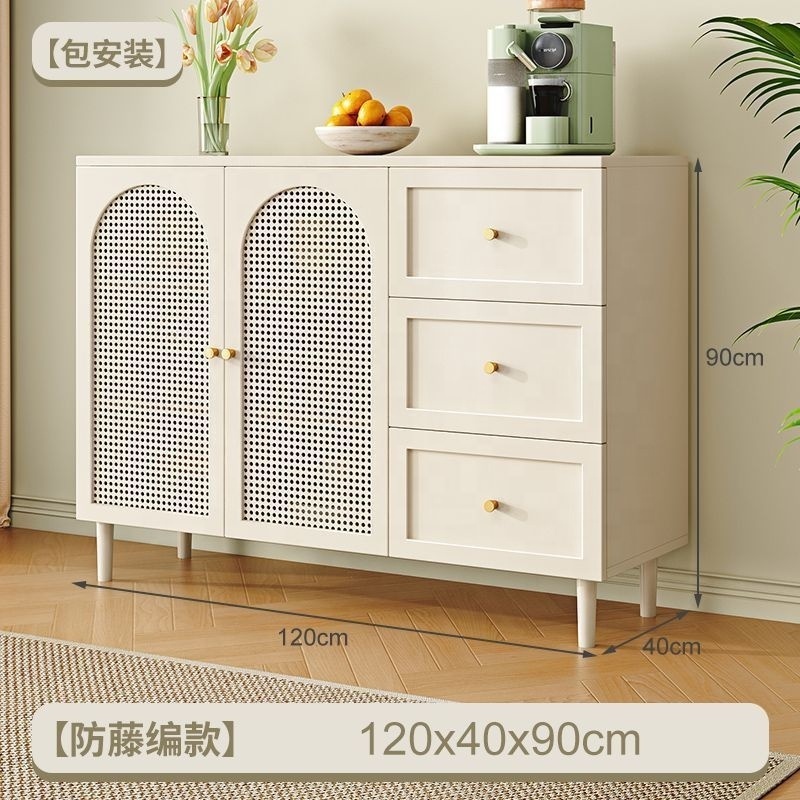 Dining side cabinet Modern simple rattan woven storage cabinet household against the wall light luxury entrance storage cabinet