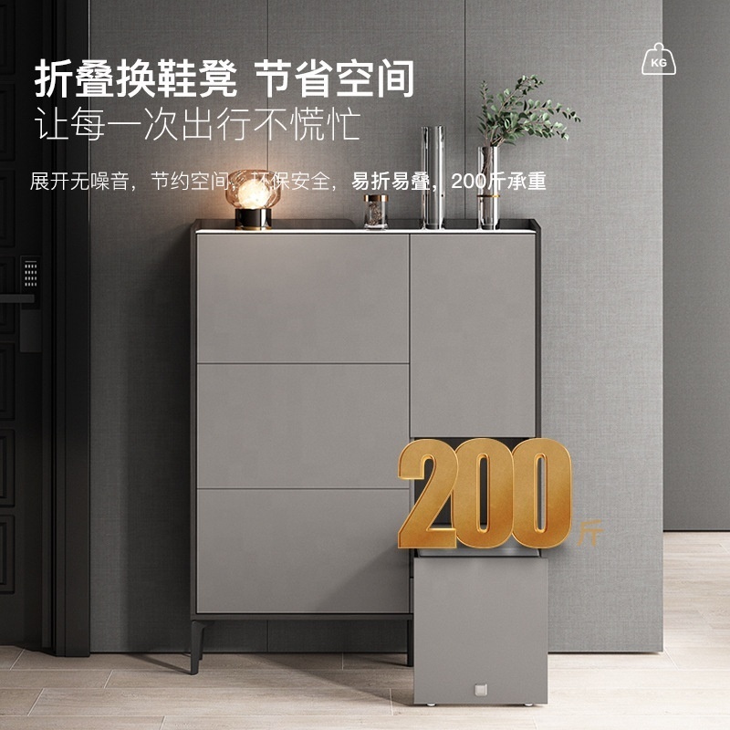 Shoe cabinet light luxury rock panel small apartment shoe rack porch light luxury extremely narrow shoe cabinet stool