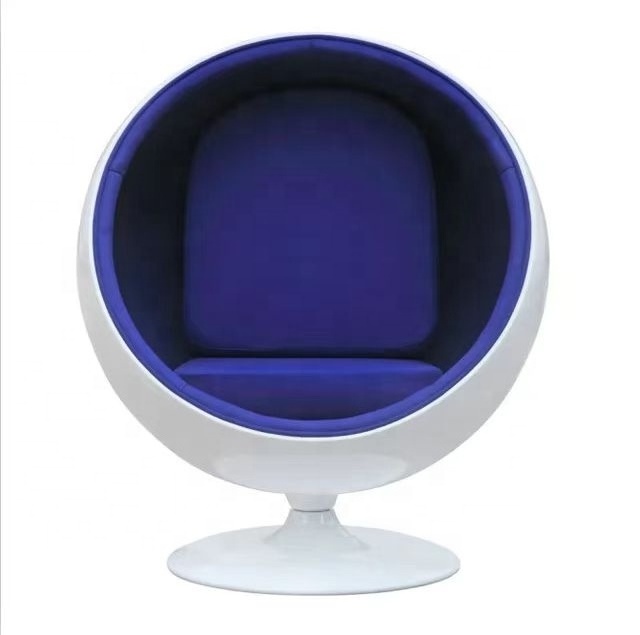 Ball chair White fiberglass mini lounge chair with ball footstool Ergonomic office ball chair