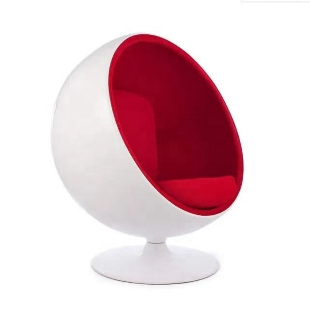 Ball chair White fiberglass mini lounge chair with ball footstool Ergonomic office ball chair