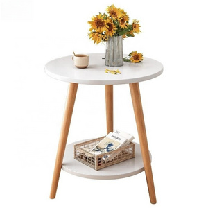 Small desk bedroom sit on the light luxury coffee table Simple small wooden table round table