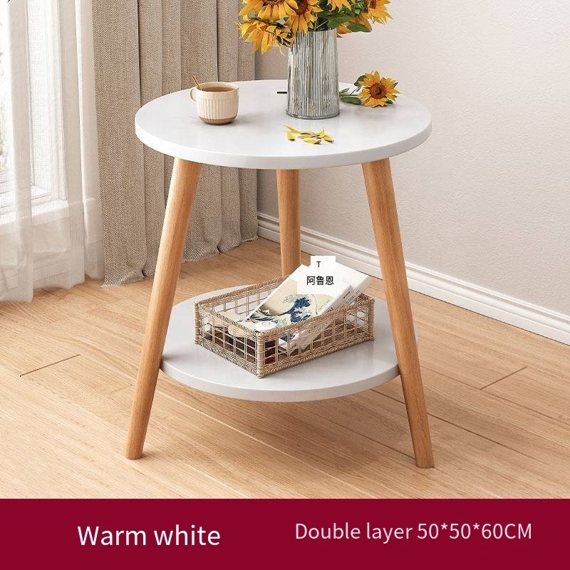 Small desk bedroom sit on the light luxury coffee table Simple small wooden table round table