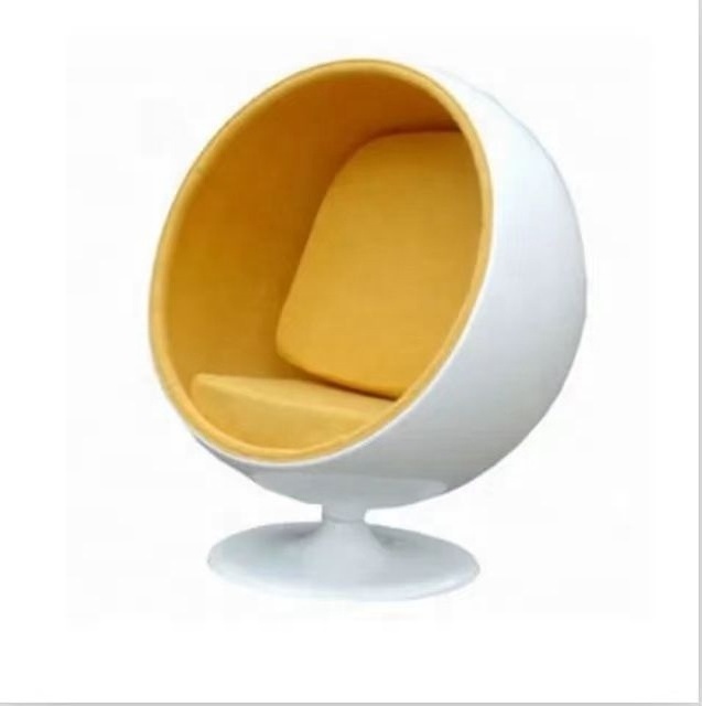 Ball chair White fiberglass mini lounge chair with ball footstool Ergonomic office ball chair