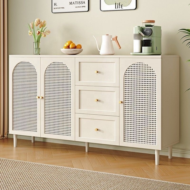 Dining side cabinet Modern simple rattan woven storage cabinet household against the wall light luxury entrance storage cabinet