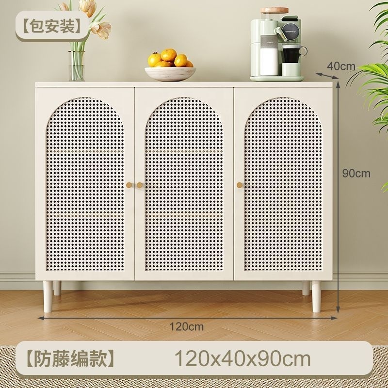 Dining side cabinet Modern simple rattan woven storage cabinet household against the wall light luxury entrance storage cabinet