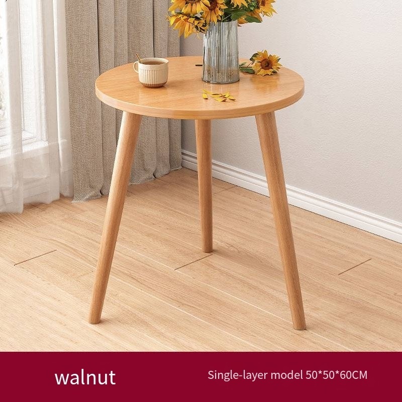 Small desk bedroom sit on the light luxury coffee table Simple small wooden table round table